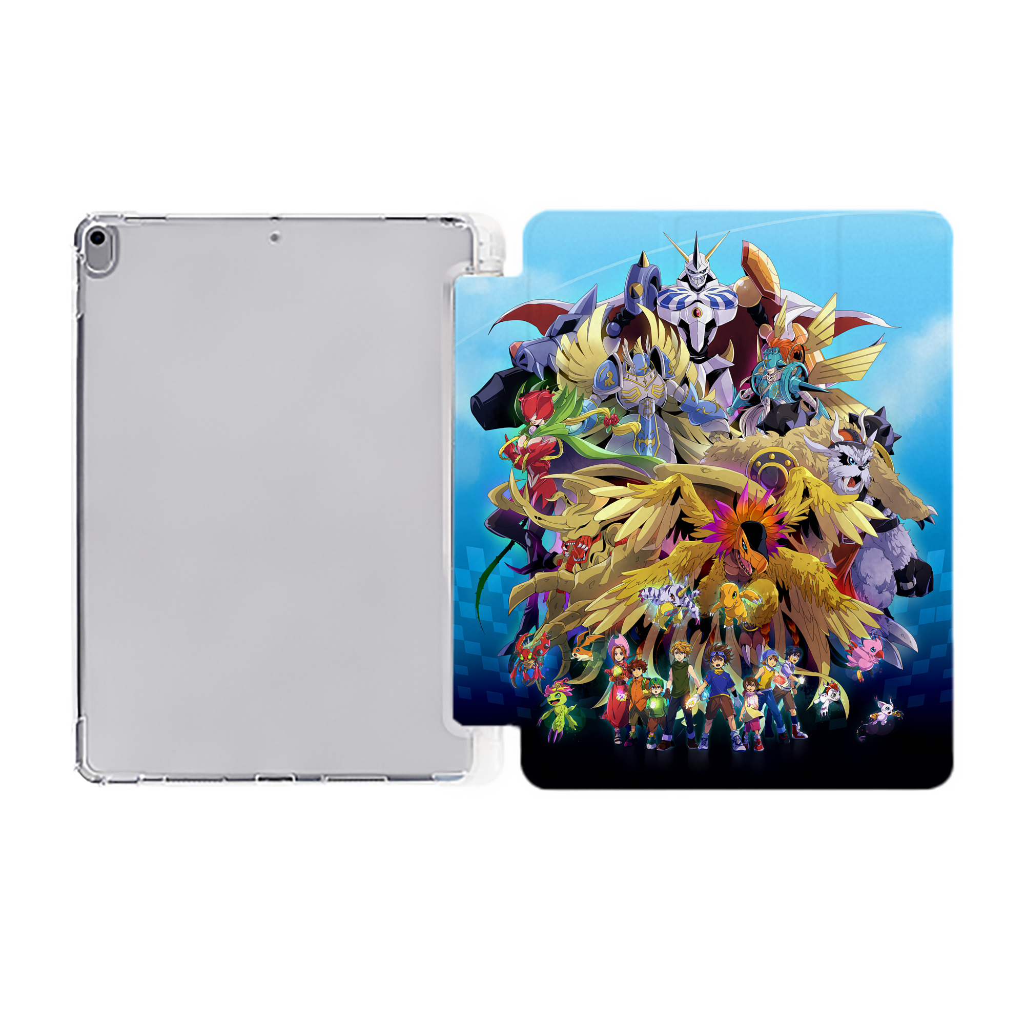 （画像用） Digimon デジタルモンスター/デジモン IPad ケース ペン収納付き 三つ折りスタンド PUレザー×シリコン 対応機種9.5/10.5/10.9インチ